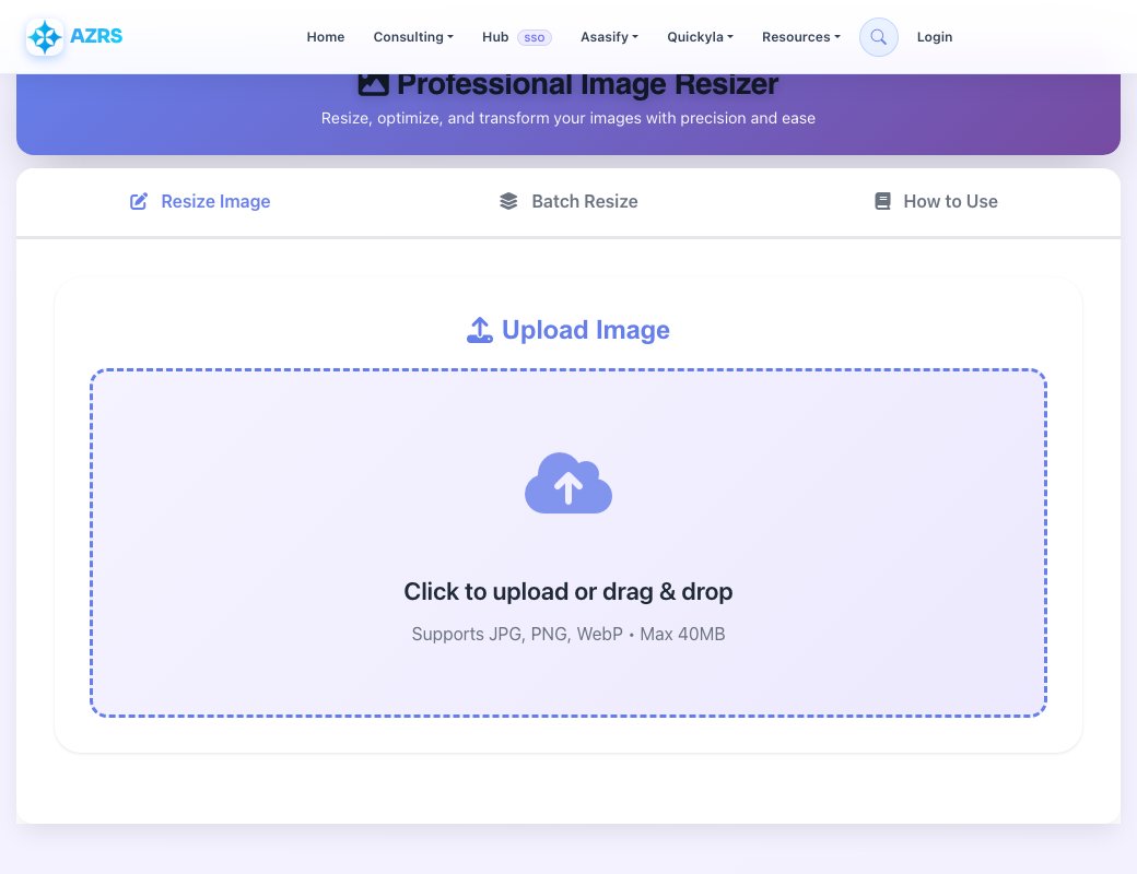 Screenshot of the free Professional Free Image Resizer tool on AZRS QuickFix