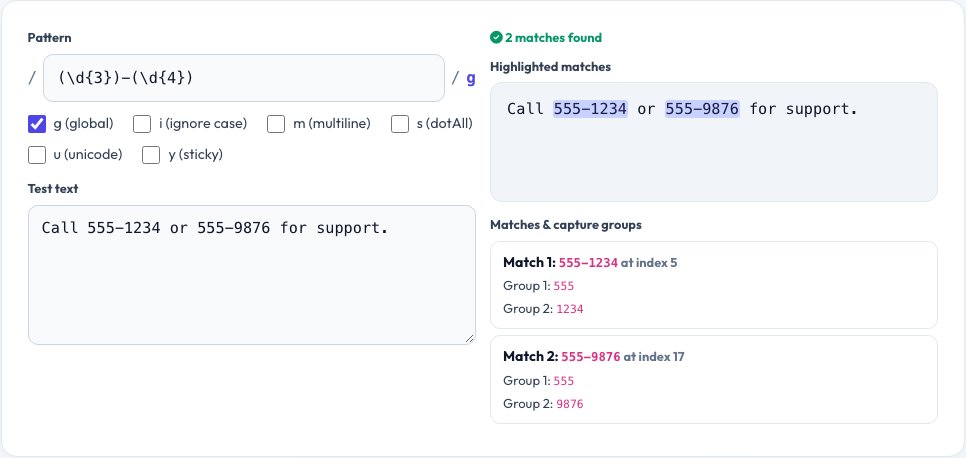 Screenshot of the free Regex Tester with Live Match Highlighting tool on AZRS QuickFix