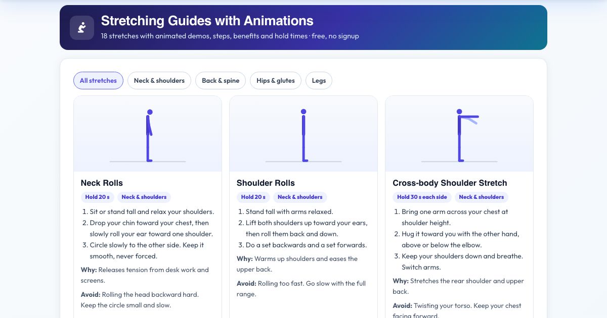 Screenshot of the free Stretching Guides with Animations tool on AZRS QuickFix