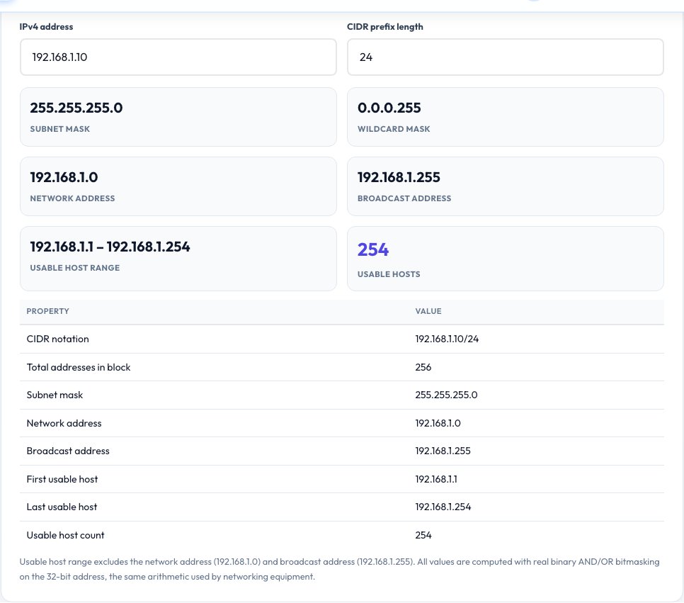Step 1 — starting Subnet / CIDR Calculator on AZRS QuickFix